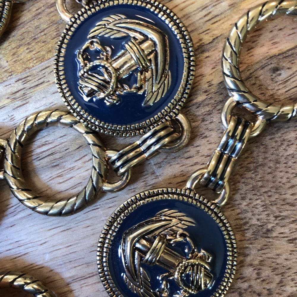NAUTICAL Navy BELT Size OSFA Metal & Enamel Clasp Closure $75 NEW